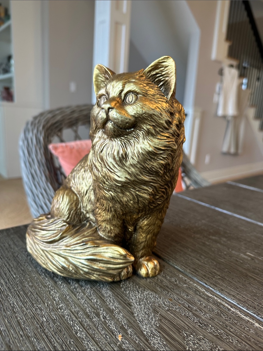Anthropologie Metallic Gold Cat Figurine Accent Sculpture 8.5x7